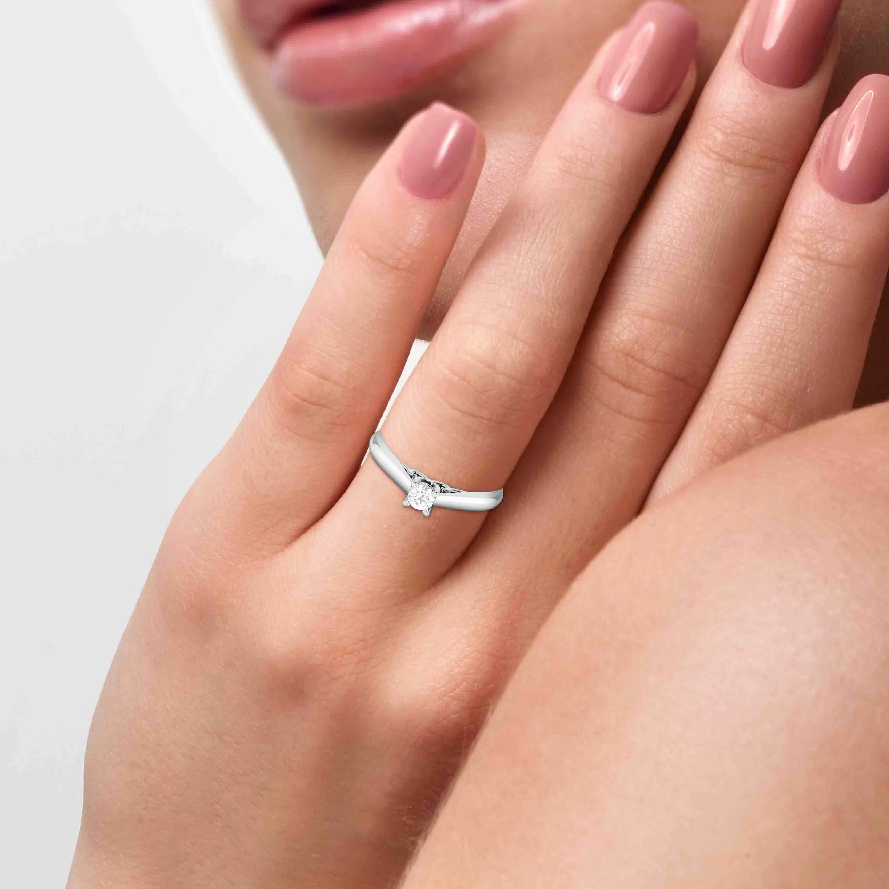 0.20cts. Solitiare Platinum Diamond Engagement Ring for Women JL PT R-71