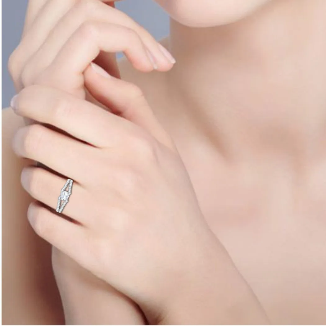 0.30 cts Solitaire Diamond Split Shank Platinum Ring JL PT RP RD 123