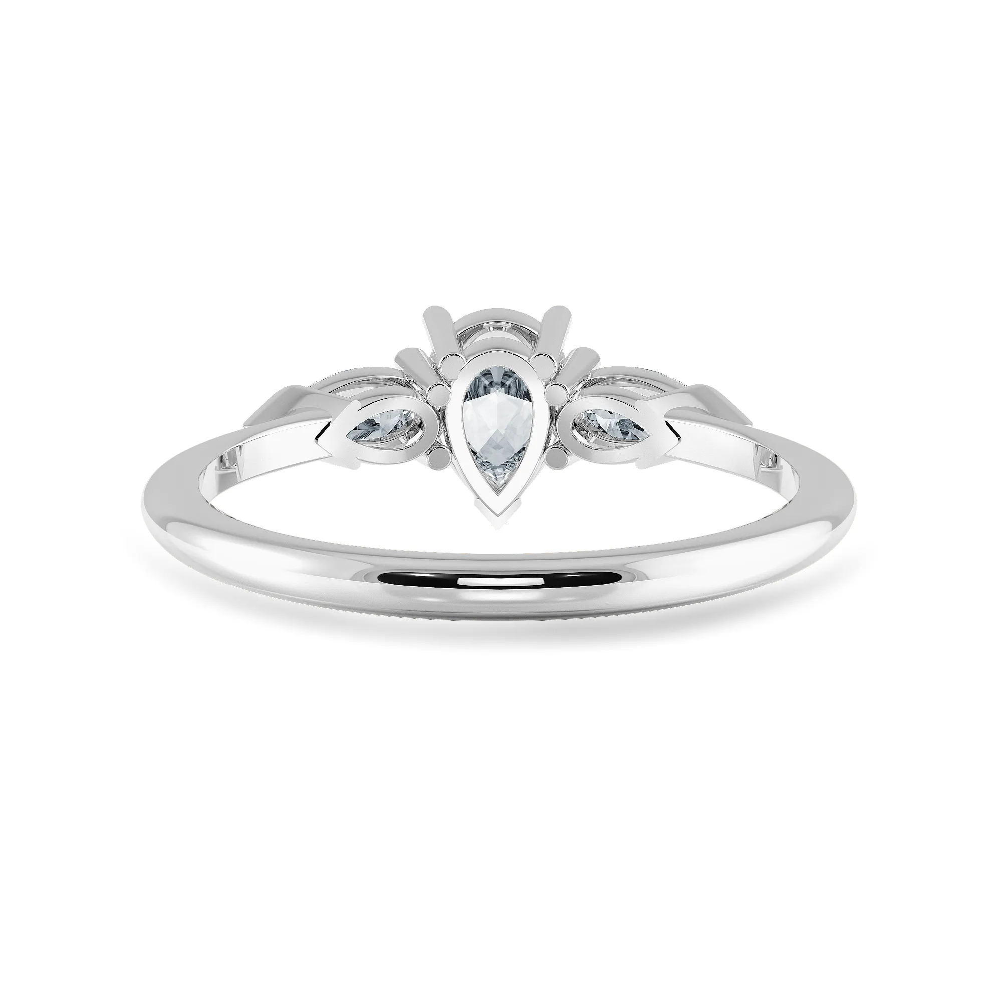 0.30cts Pear Cut Solitaire Diamond Accents Platinum Ring JL PT 1207