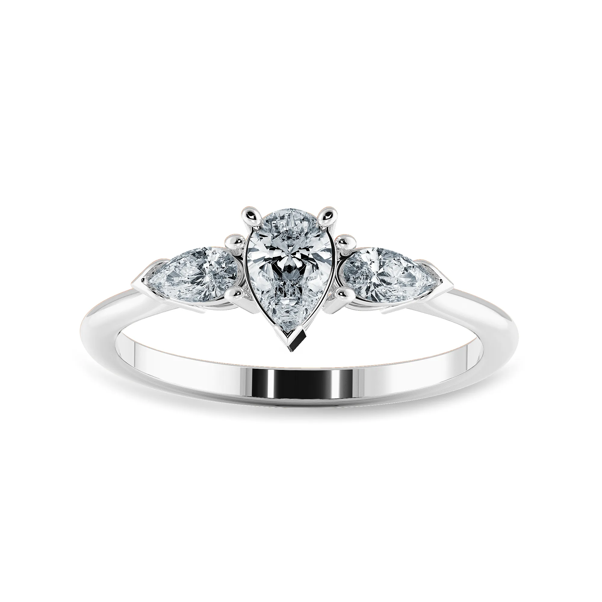 0.30cts Pear Cut Solitaire Diamond Accents Platinum Ring JL PT 1207