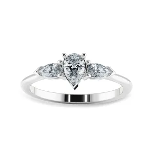 0.30cts Pear Cut Solitaire Diamond Accents Platinum Ring JL PT 1207