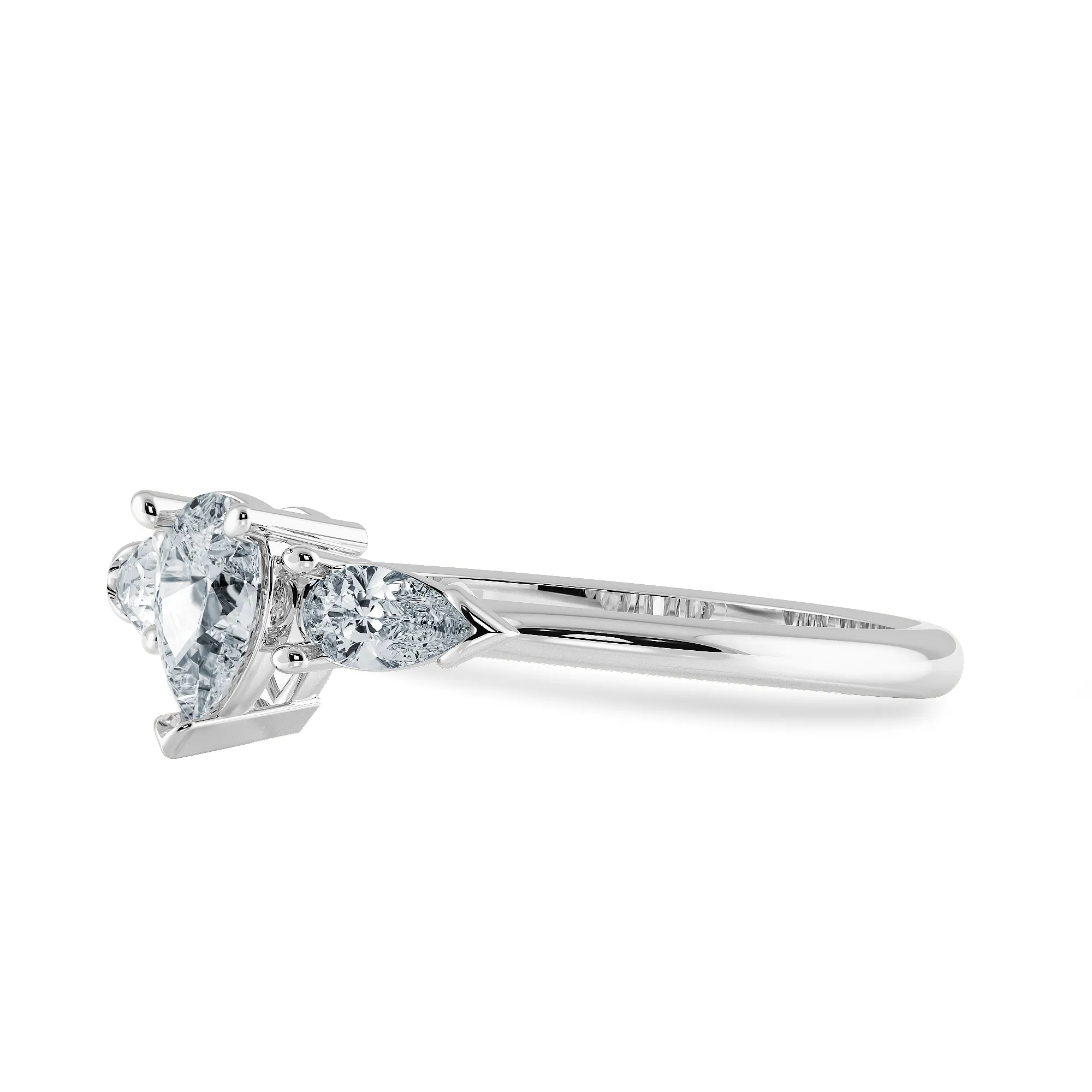0.30cts Pear Cut Solitaire Diamond Accents Platinum Ring JL PT 1207