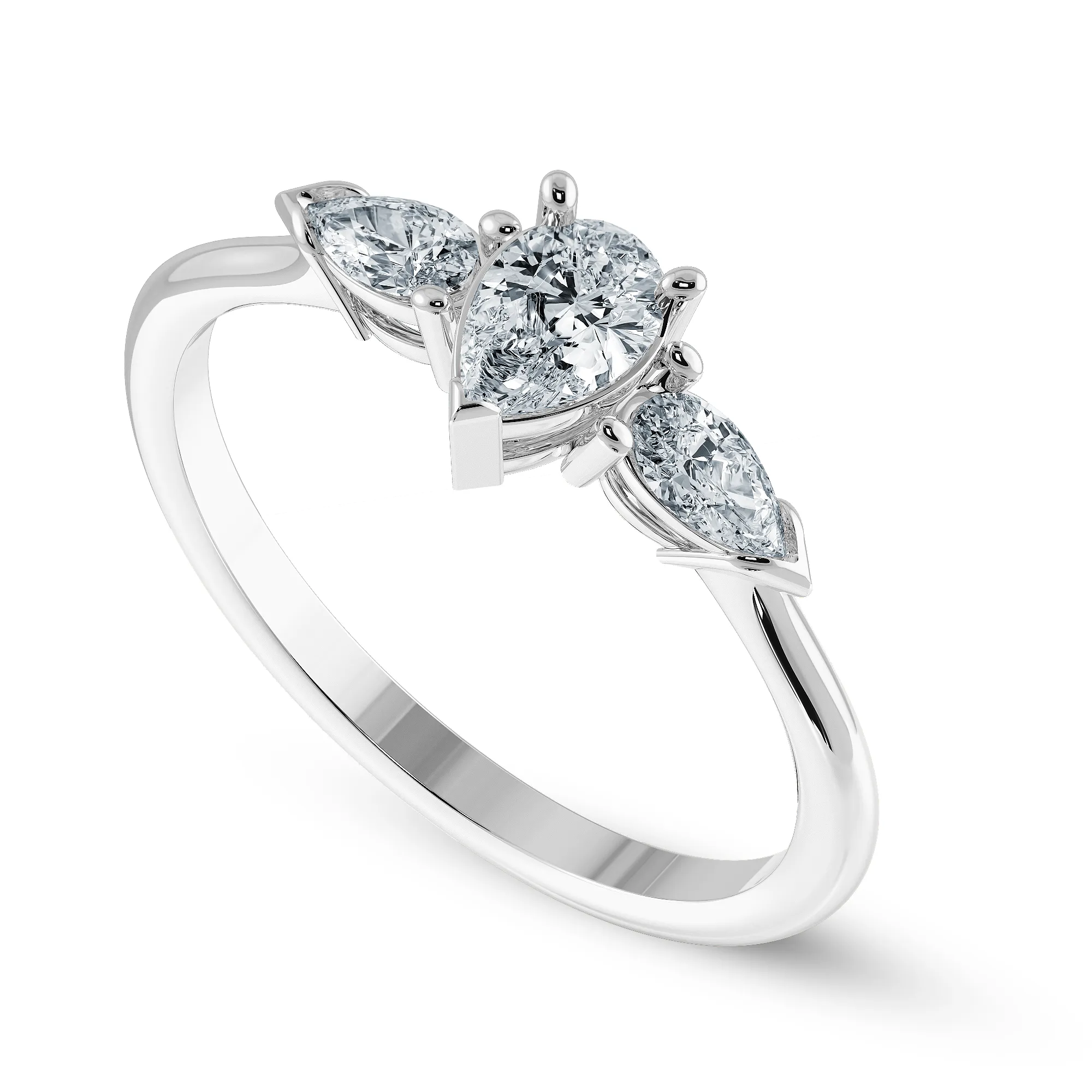 0.30cts Pear Cut Solitaire Diamond Accents Platinum Ring JL PT 1207