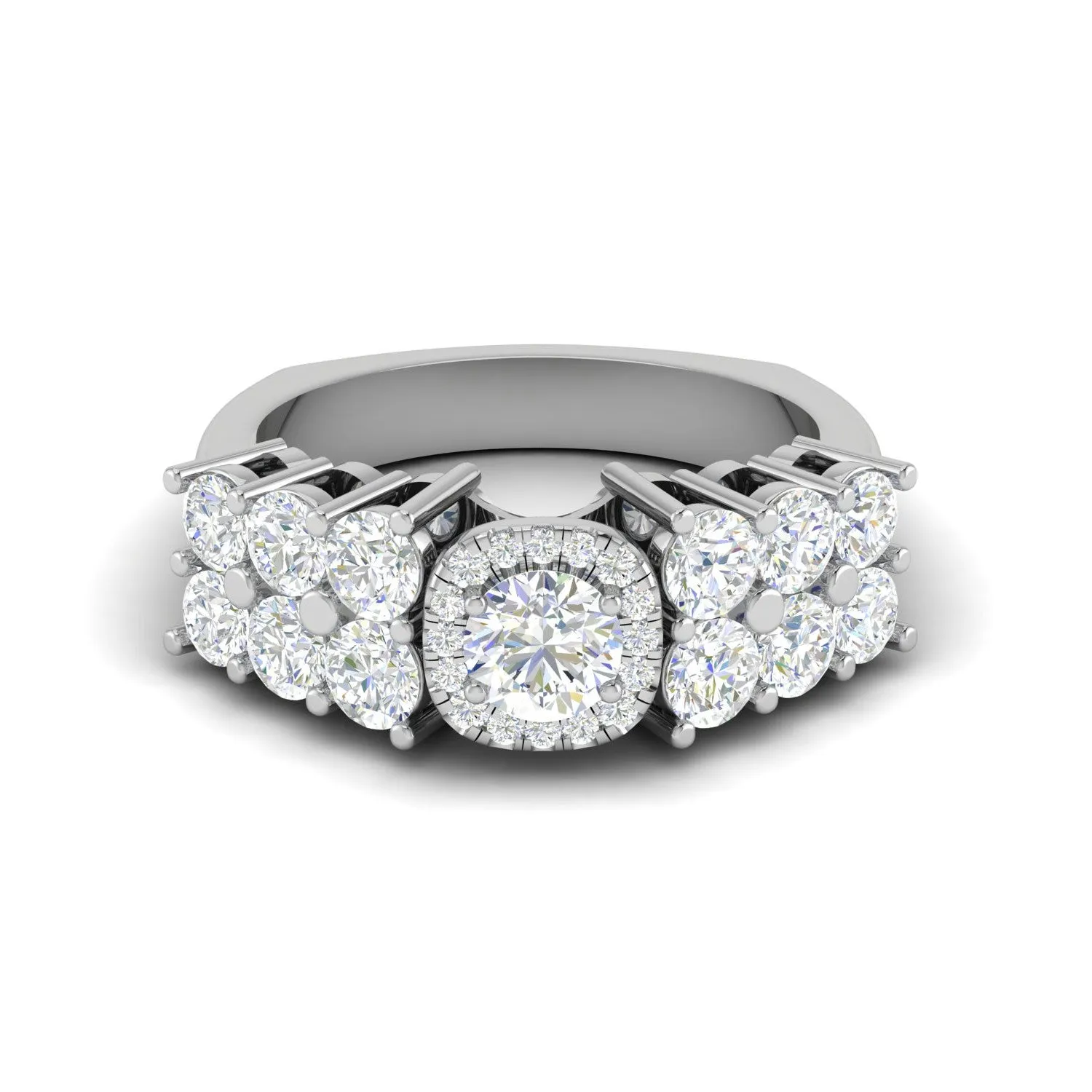 0.30cts Solitaire Halo Diamond Split Shank Platinum Ring JL PT 51776