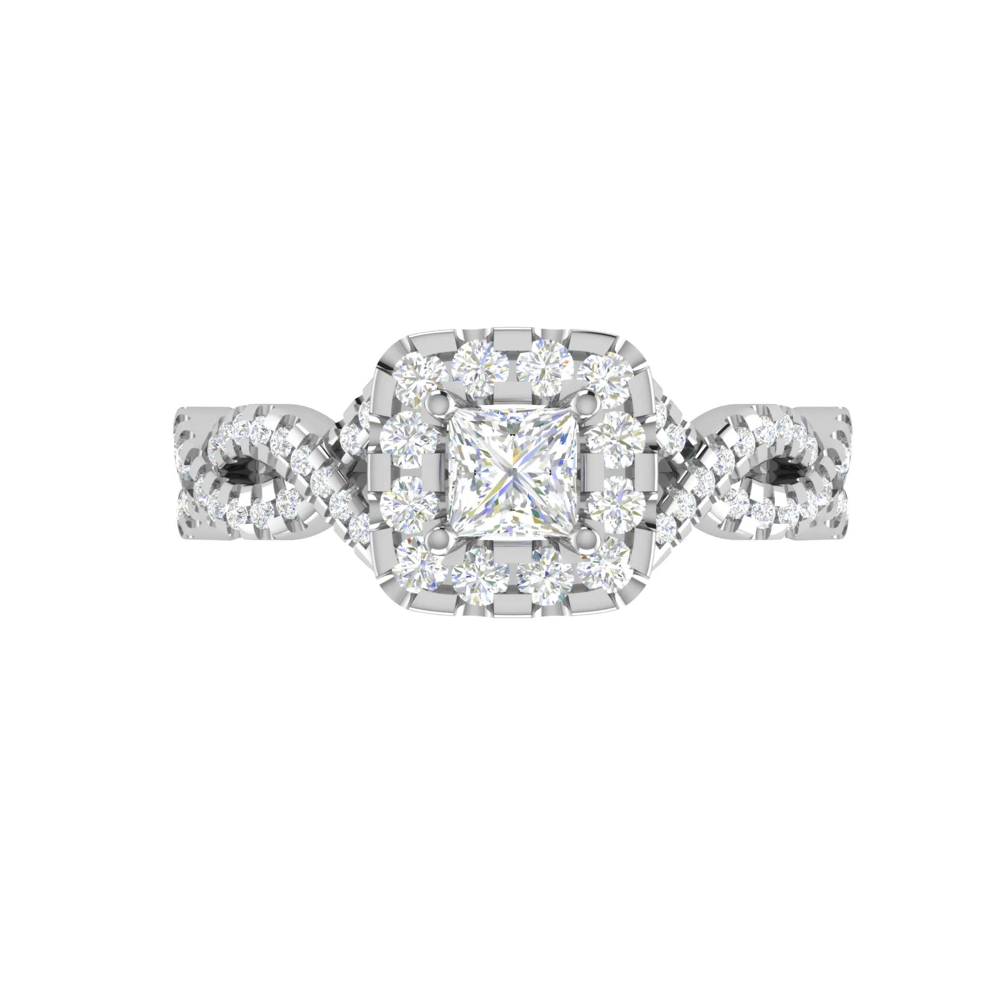 0.40cts Princess Cut Solitaire Halo Diamond Twisted Platinum Ring for Women JL PT RV PR 151