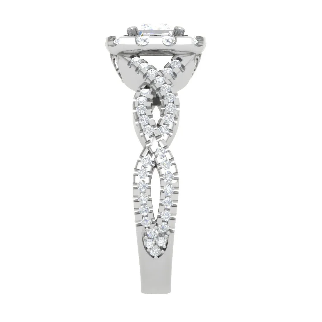 0.40cts Princess Cut Solitaire Halo Diamond Twisted Platinum Ring for Women JL PT RV PR 151