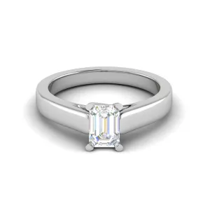 0.50 cts Emerald Cut Solitaire Diamond Platinum Ring JL PT RS EM 127-A