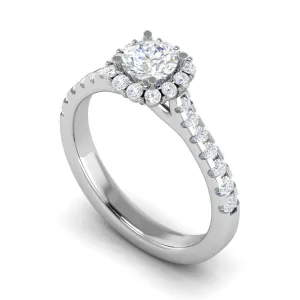 0.50 cts Halo Diamond Shank Solitaire Platinum Ring JL PT RH RD 143