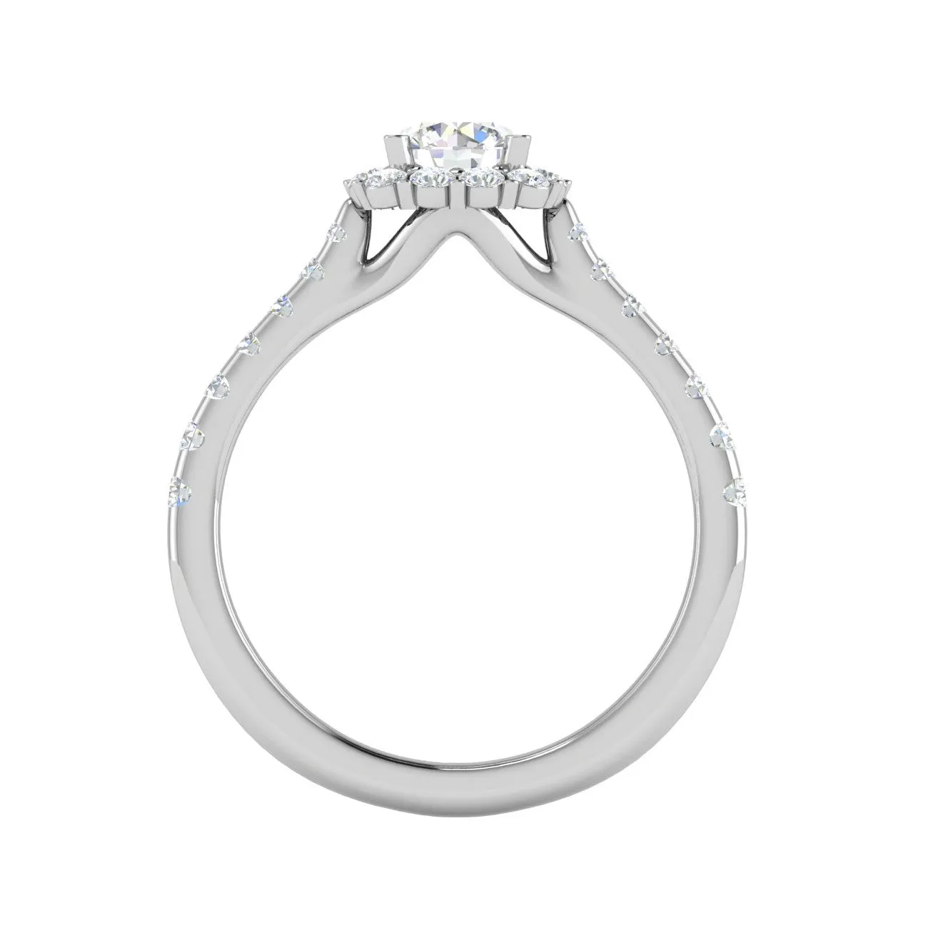 0.50 cts Halo Diamond Shank Solitaire Platinum Ring JL PT RH RD 143