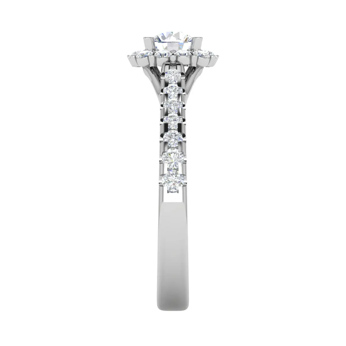 0.50 cts Halo Diamond Shank Solitaire Platinum Ring JL PT RH RD 143