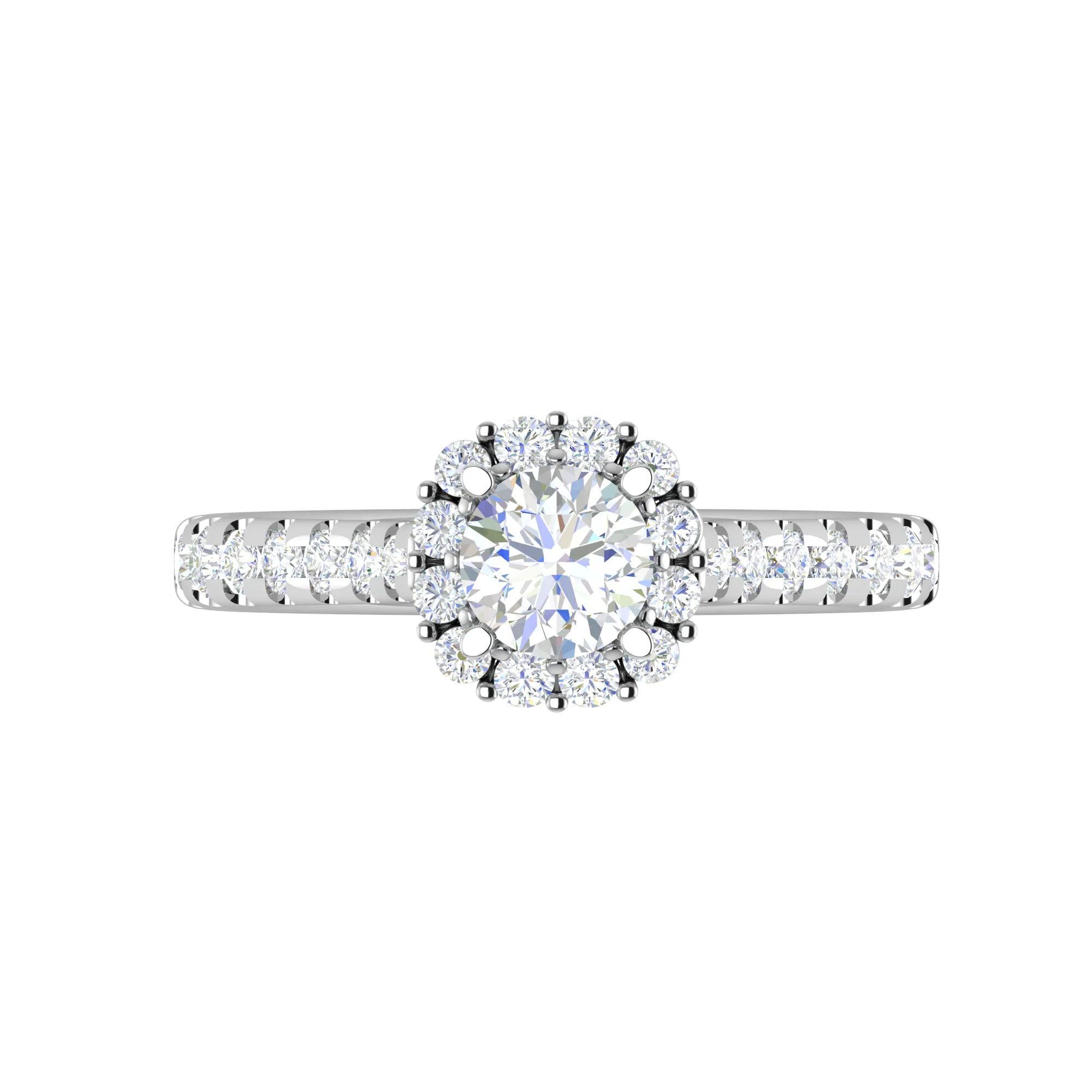 0.50 cts Halo Diamond Shank Solitaire Platinum Ring JL PT RH RD 143