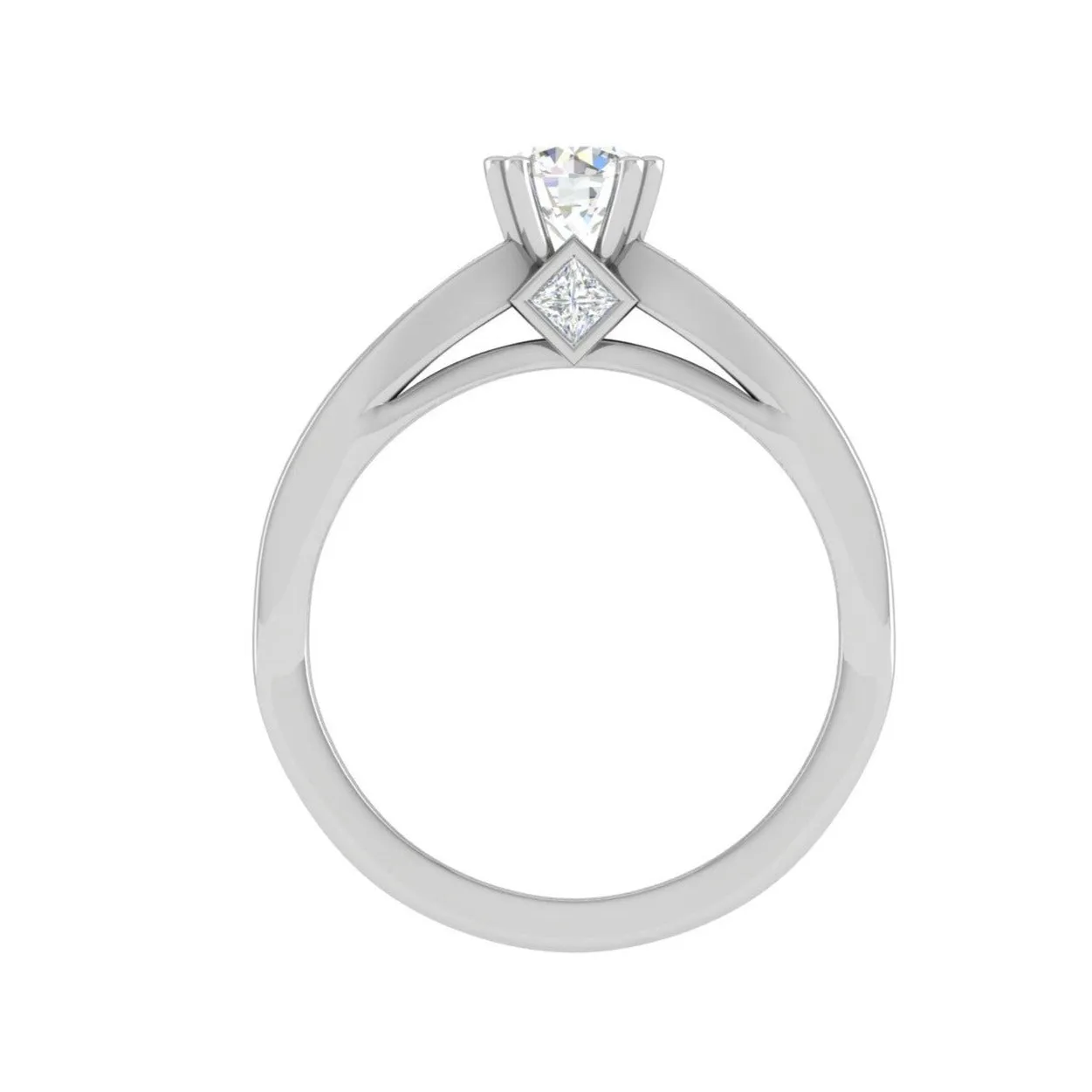 0.50 cts Pointer Solitaire Platinum Ring with Princess Cut Diamonds JL PT RC RD 275