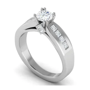 0.50 cts Pointer Solitaire Platinum Ring with Princess Cut Diamonds JL PT RC RD 275