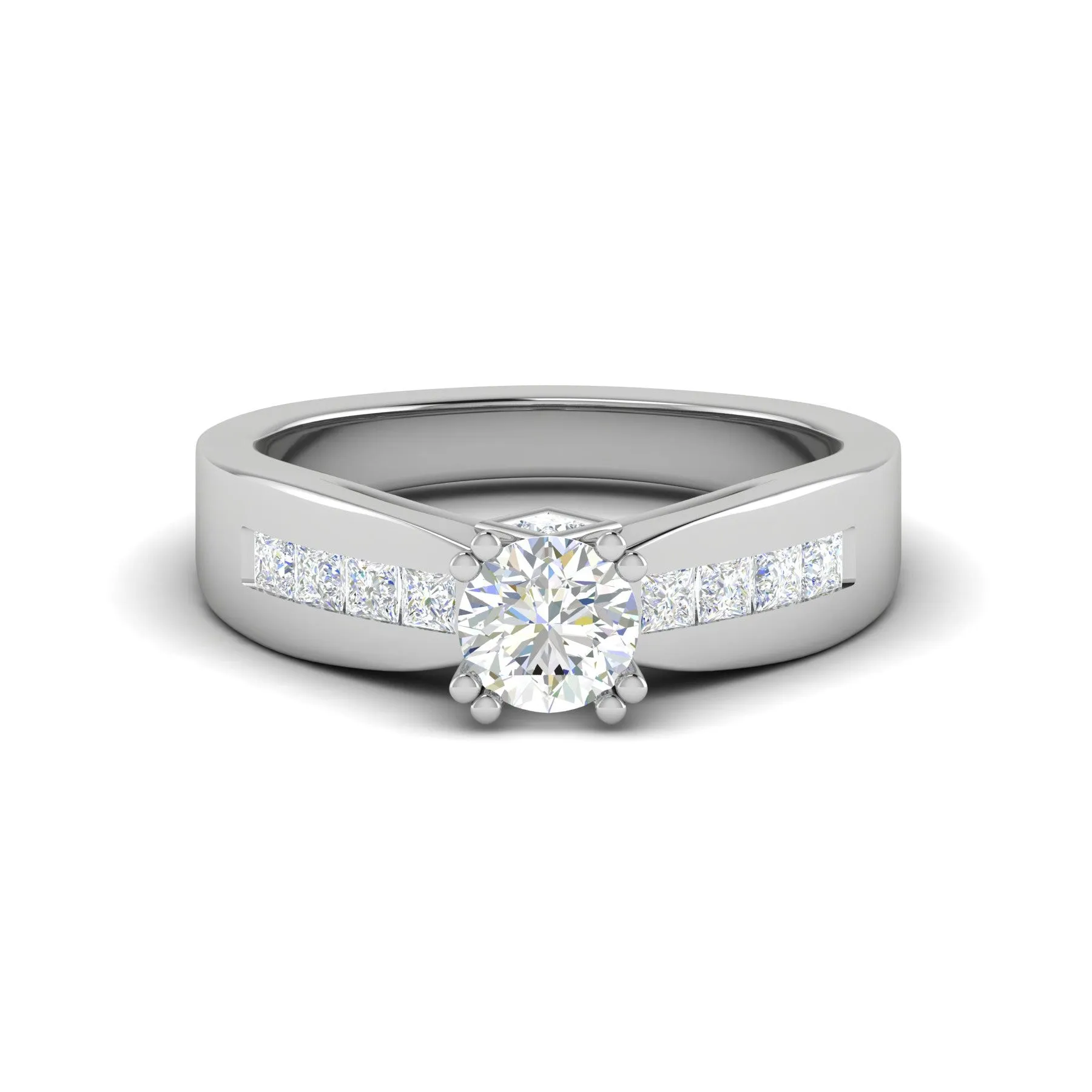 0.50 cts Pointer Solitaire Platinum Ring with Princess Cut Diamonds JL PT RC RD 275