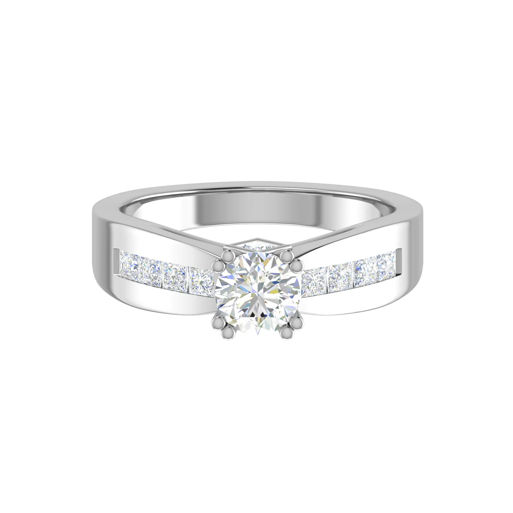 0.50 cts Pointer Solitaire Platinum Ring with Princess Cut Diamonds JL PT RC RD 275