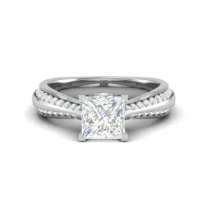 0.50 cts. Princess Cut Diamond Shank Platinum Solitaire Engagement Ring JL PT RP PR 107