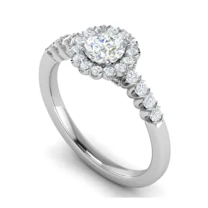 0.50 cts Solitaire Halo Diamond Shank Platinum Ring JL PT RH RD 183
