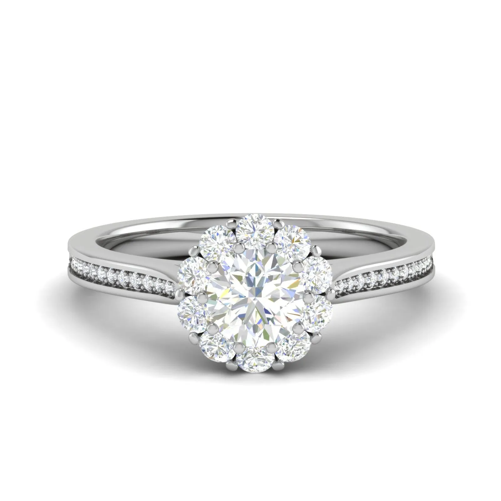 0.50 cts Solitaire Halo Diamond Shank Platinum Ring JL PT RH RD 232