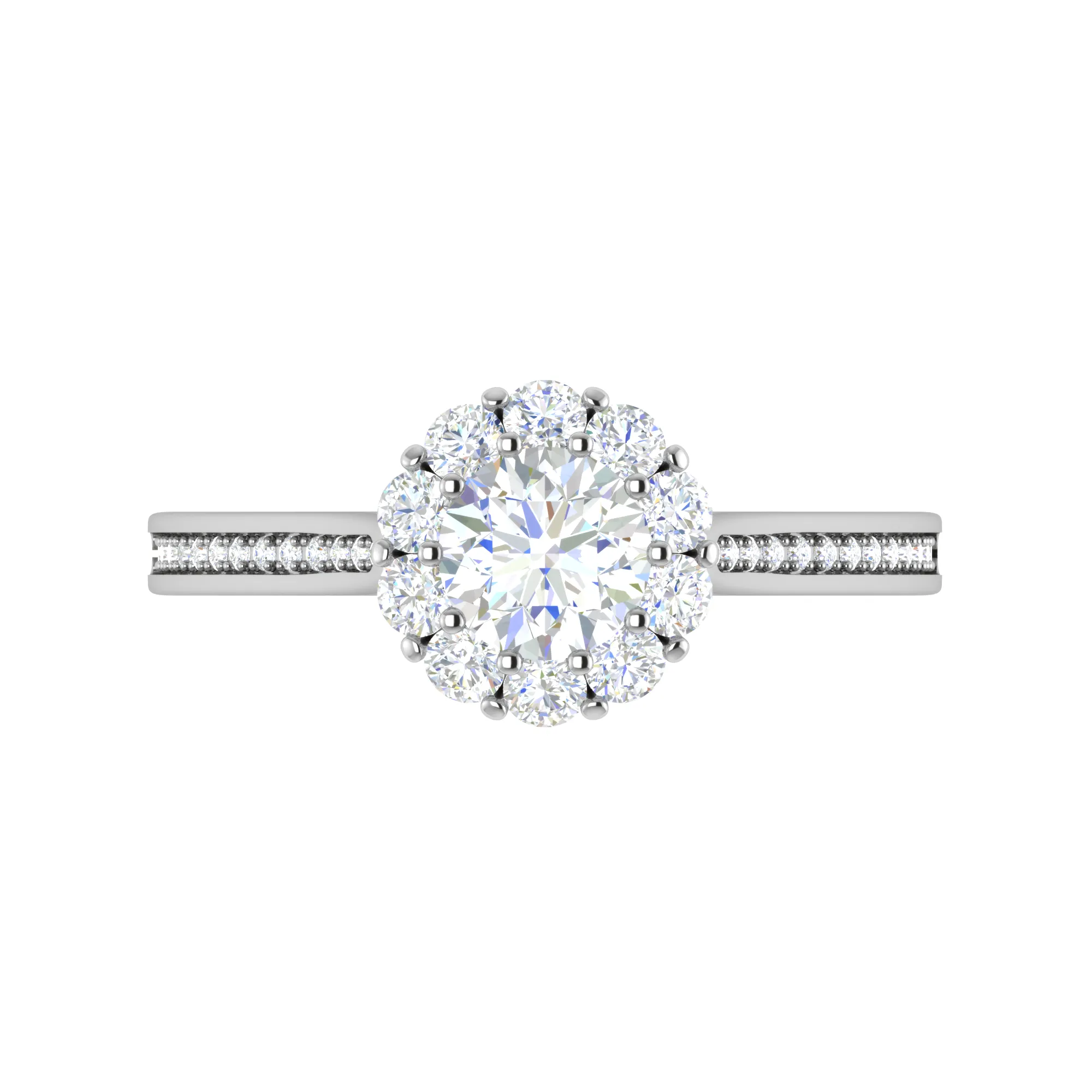 0.50 cts Solitaire Halo Diamond Shank Platinum Ring JL PT RH RD 232