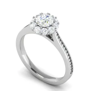 0.50 cts Solitaire Halo Diamond Shank Platinum Ring JL PT RH RD 232
