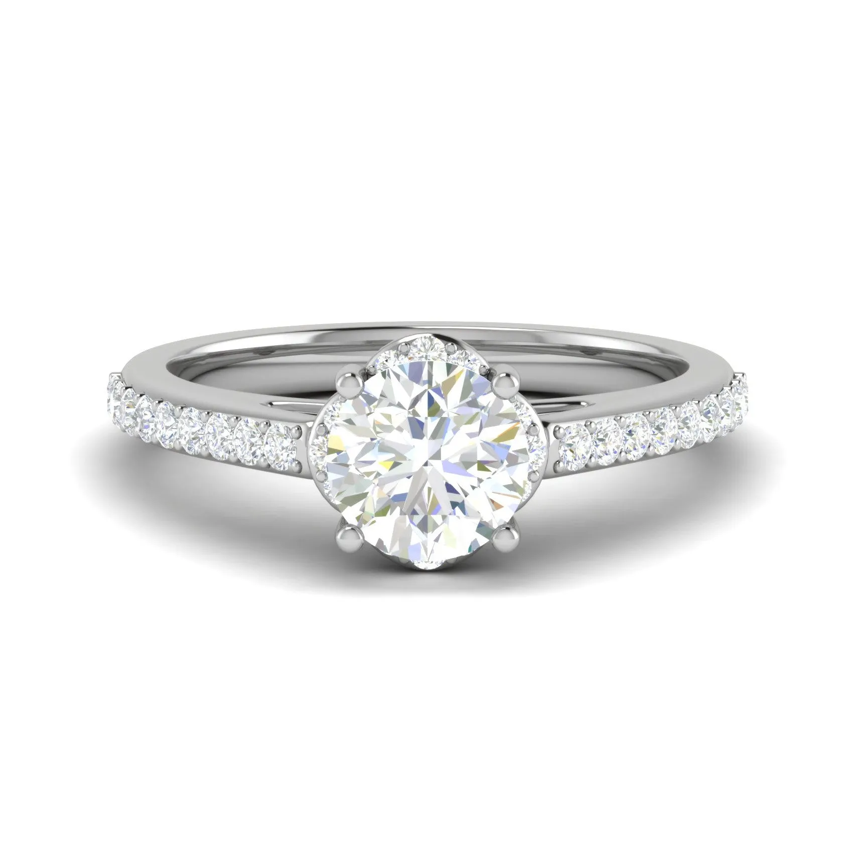 0.50 cts Solitaire Halo Diamond Shank Platinum Ring JL PT RH RD 238