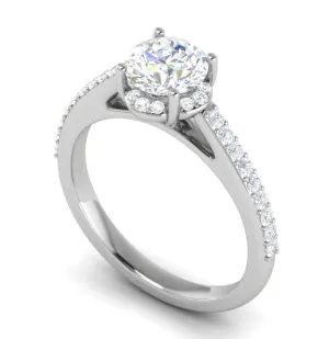 0.50 cts Solitaire Halo Diamond Shank Platinum Ring JL PT RH RD 238