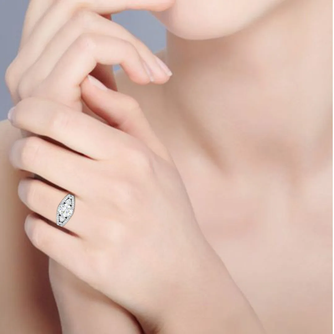 0.50 cts Solitaire Platinum Diamond Split Shank Ring JL PT RERSS1220