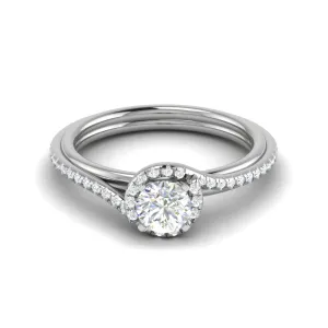 0.50 cts Solitaire Platinum Halo Diamond Shank Ring JL PT PR RD 176