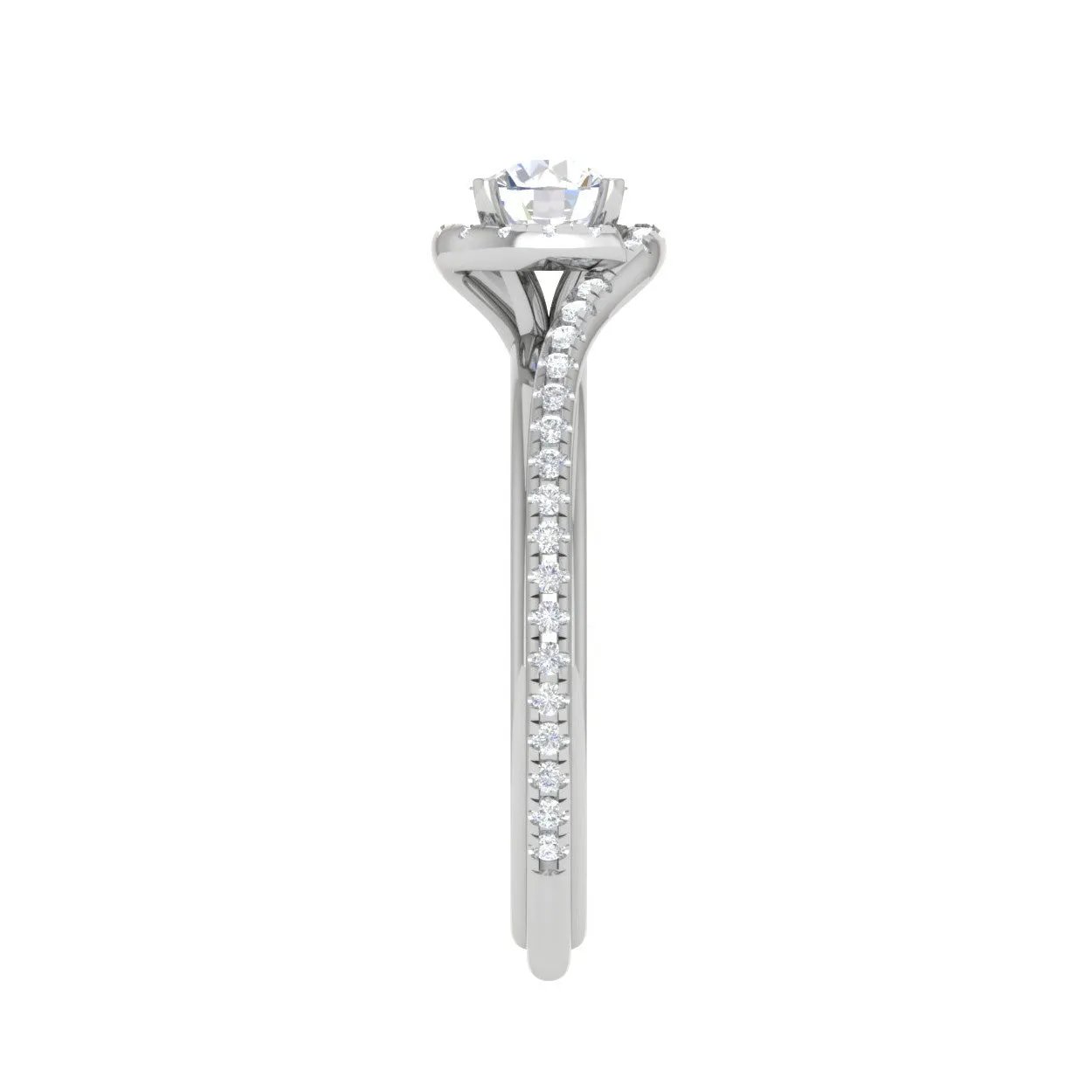 0.50 cts Solitaire Platinum Halo Diamond Shank Ring JL PT PR RD 176