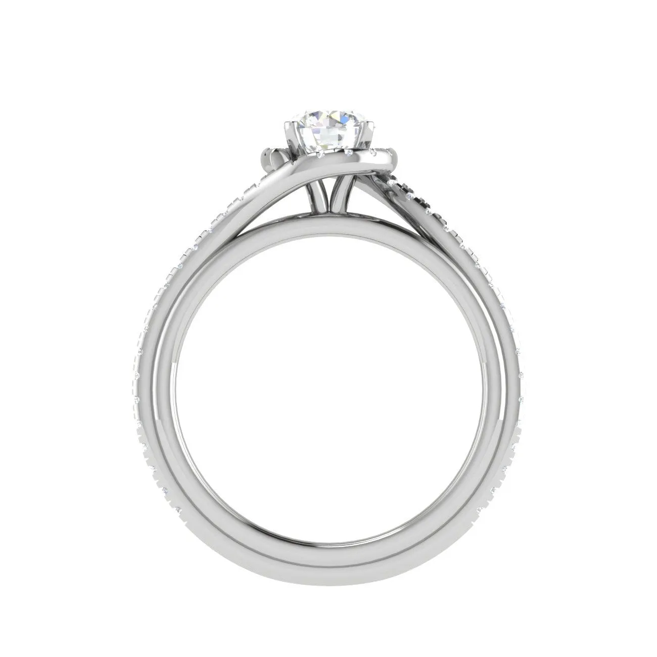0.50 cts Solitaire Platinum Halo Diamond Shank Ring JL PT PR RD 176