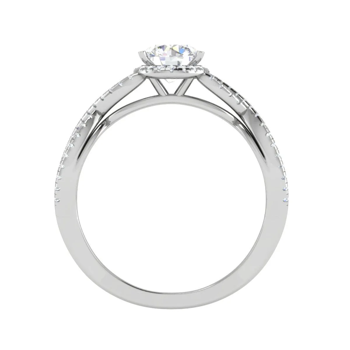 0.50 cts Solitaire Single Halo Diamond Split Shank Platinum Diamond Ring JL PT RH RD 193