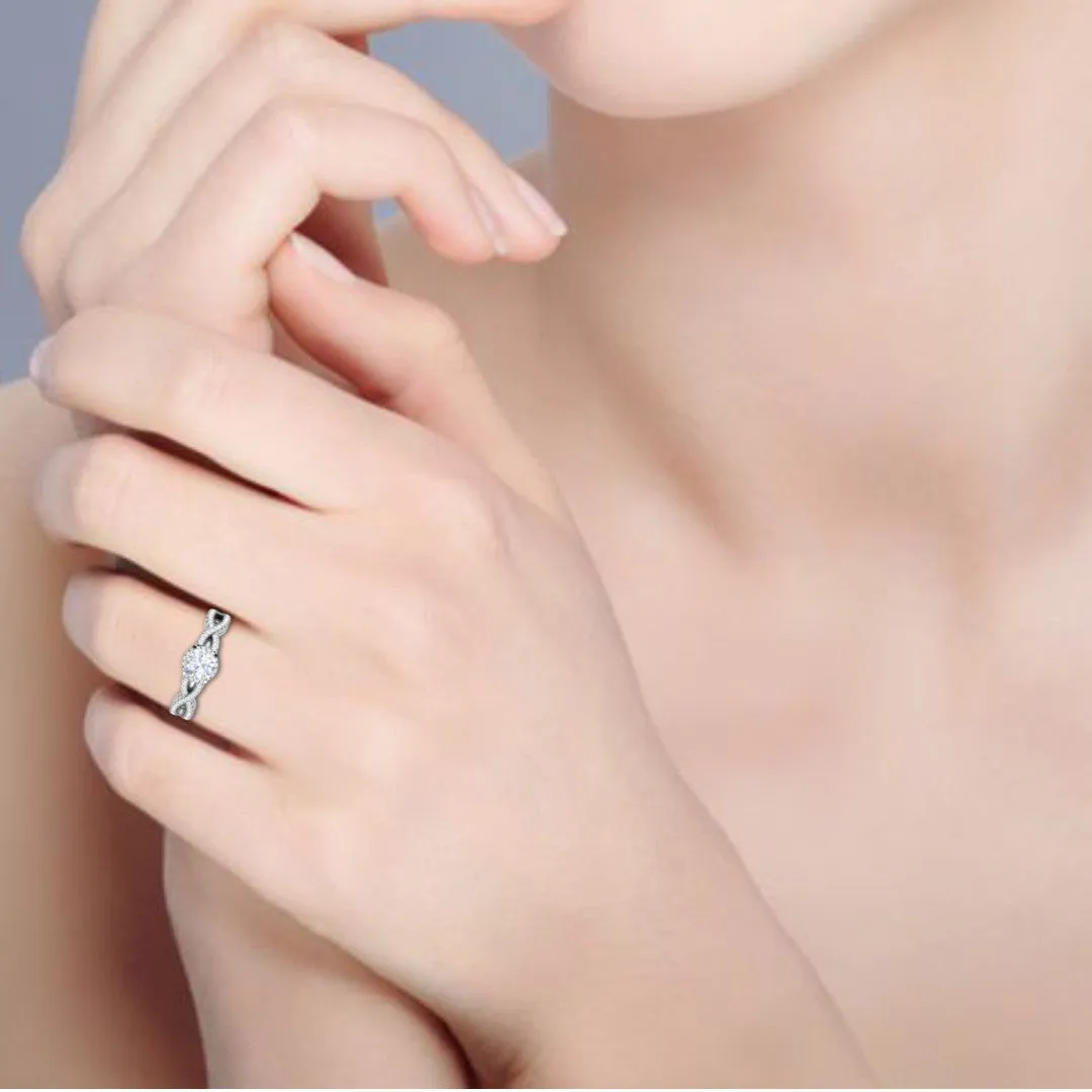 0.50 cts Solitaire Single Halo Diamond Split Shank Platinum Diamond Ring JL PT RH RD 193