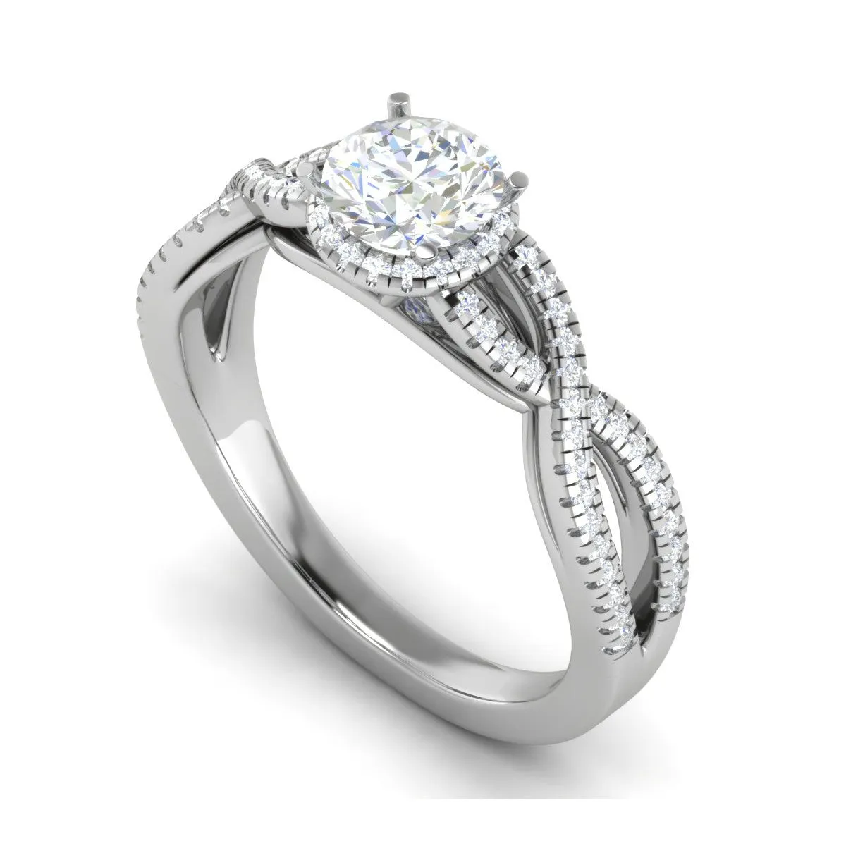 0.50 cts Solitaire Single Halo Diamond Split Shank Platinum Diamond Ring JL PT RH RD 193