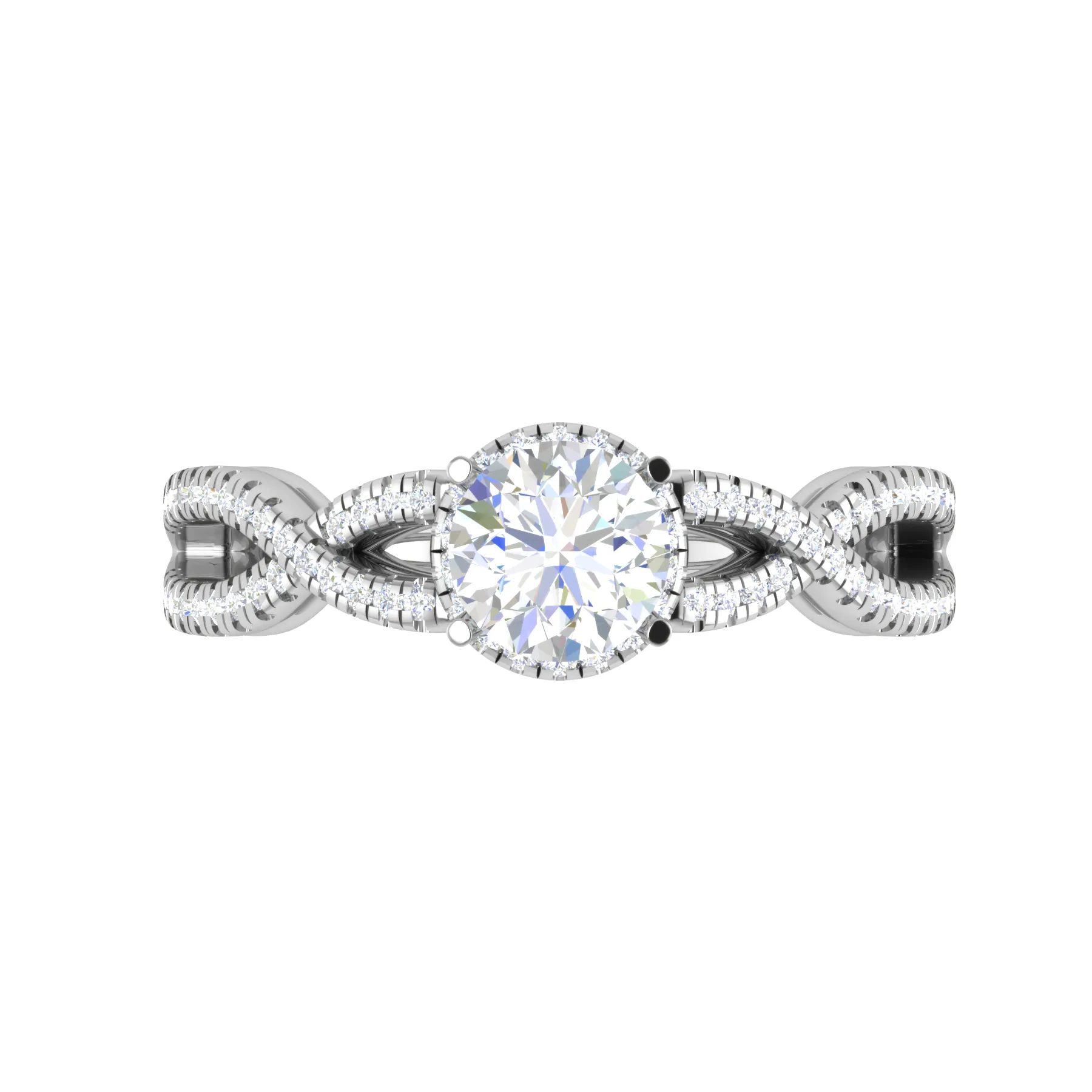 0.50 cts Solitaire Single Halo Diamond Split Shank Platinum Diamond Ring JL PT RH RD 193