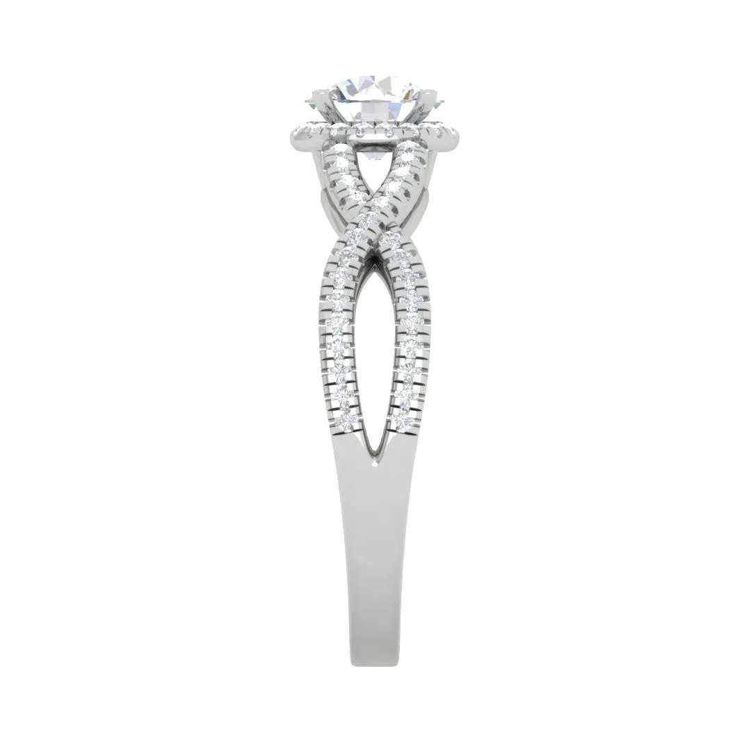 0.50 cts Solitaire Single Halo Diamond Split Shank Platinum Diamond Ring JL PT RH RD 193