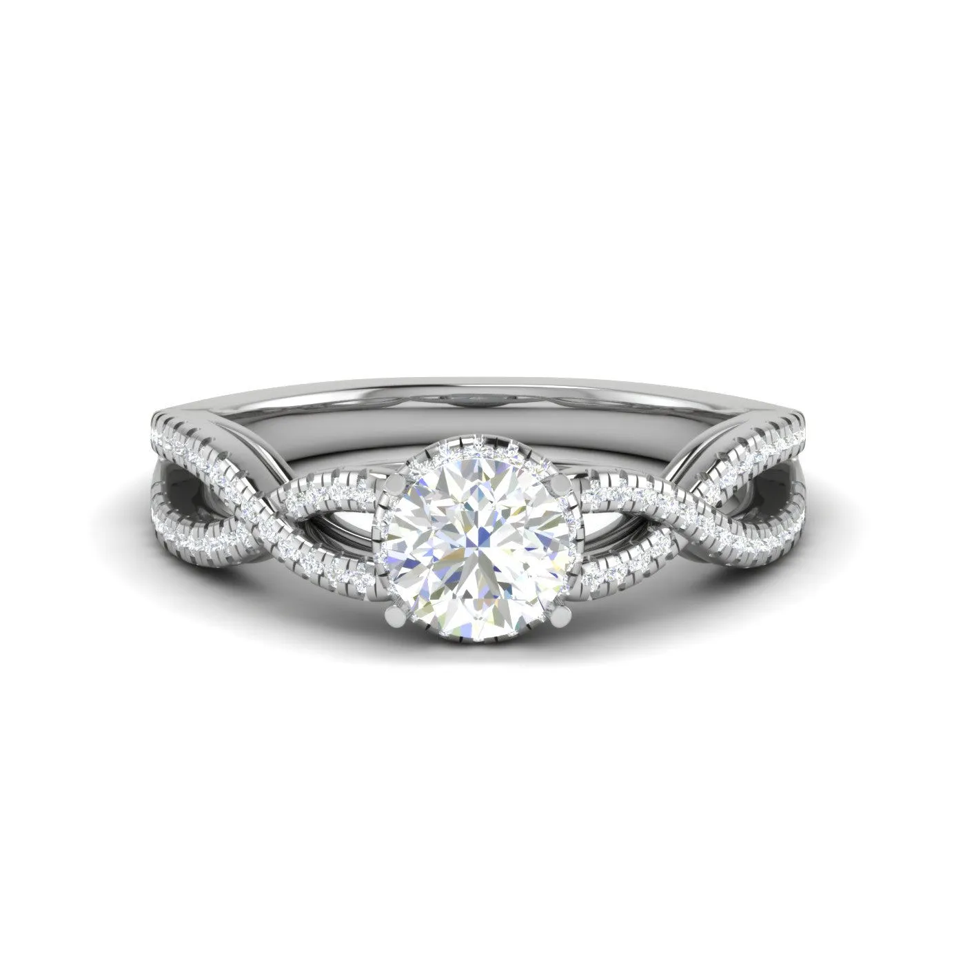 0.50 cts Solitaire Single Halo Diamond Split Shank Platinum Diamond Ring JL PT RH RD 193