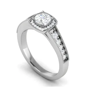 0.50 cts Solitaire Square Halo Diamond Shank Platinum Ring JL PT RH RD 213