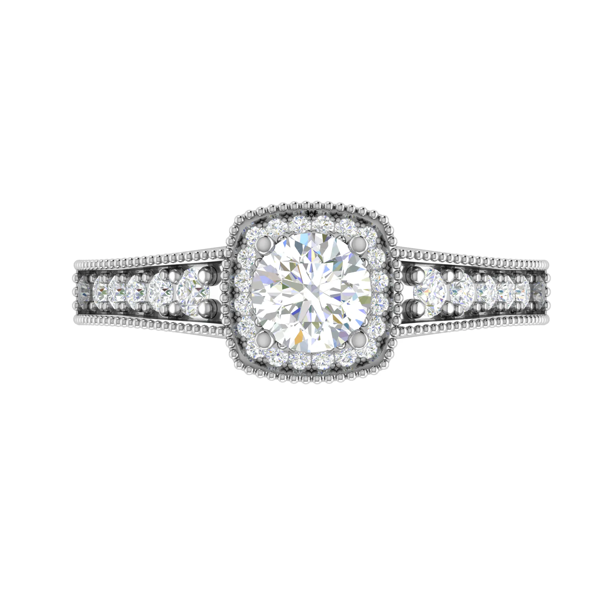 0.50 cts Solitaire Square Halo Diamond Shank Platinum Ring JL PT RH RD 213