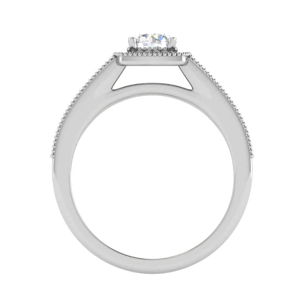 0.50 cts Solitaire Square Halo Diamond Shank Platinum Ring JL PT RH RD 213