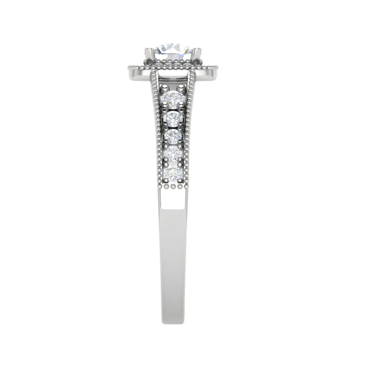 0.50 cts Solitaire Square Halo Diamond Shank Platinum Ring JL PT RH RD 213