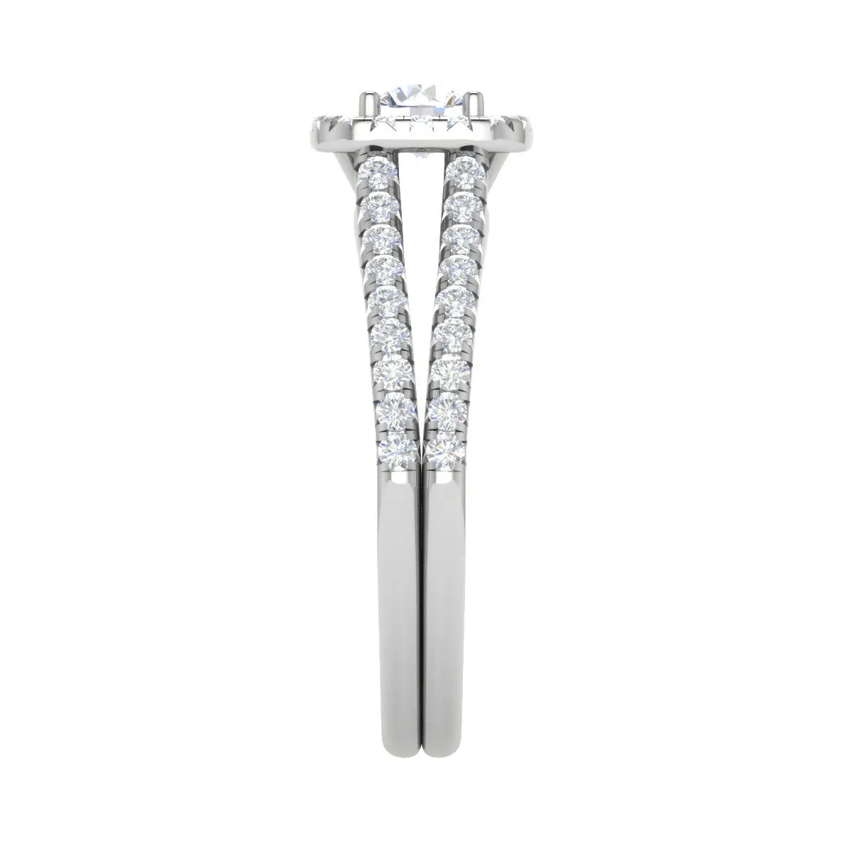 0.50 cts Solitaire Square Halo Diamond Split Shank Platinum Ring JL PT RH RD 218
