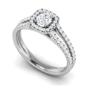 0.50 cts Solitaire Square Halo Diamond Split Shank Platinum Ring JL PT RH RD 218