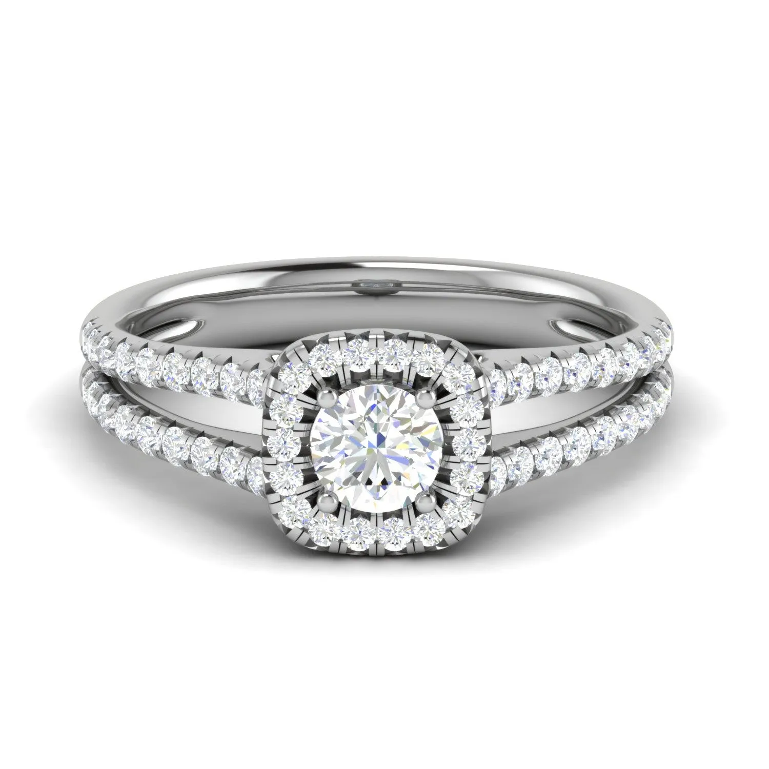 0.50 cts Solitaire Square Halo Diamond Split Shank Platinum Ring JL PT RH RD 218