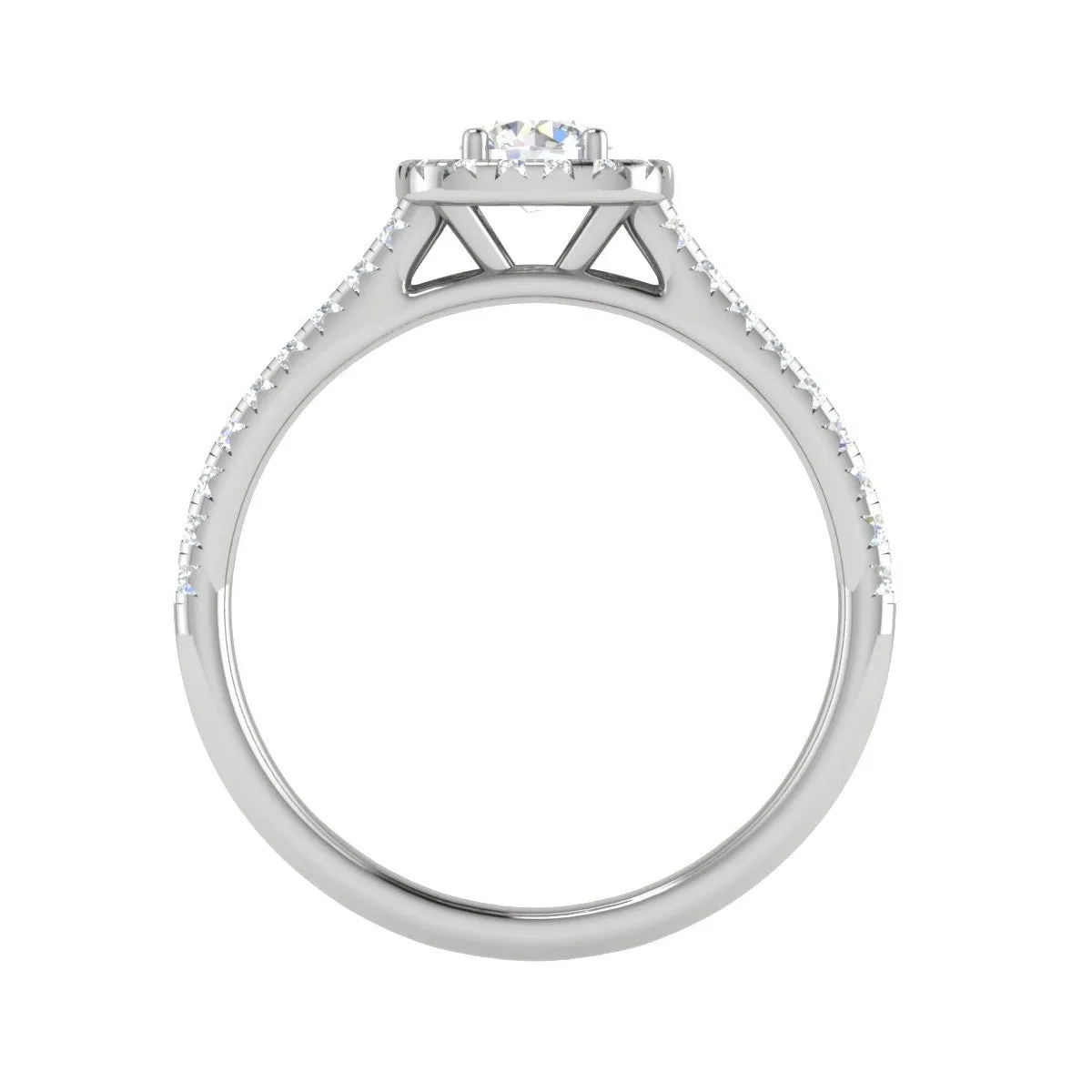 0.50 cts Solitaire Square Halo Diamond Split Shank Platinum Ring JL PT RH RD 218