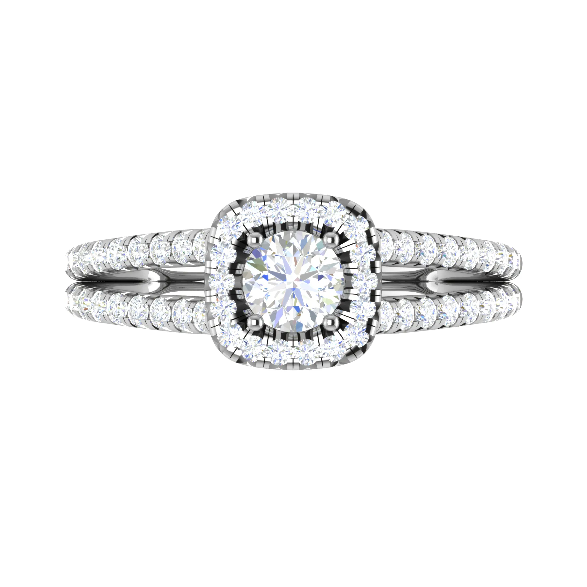 0.50 cts Solitaire Square Halo Diamond Split Shank Platinum Ring JL PT RH RD 218
