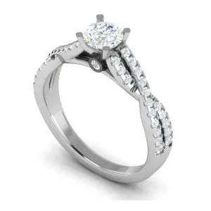 0.50 cts Solitaire with Twisted Shank Diamonds Platinum Ring JL PT RP RD 220