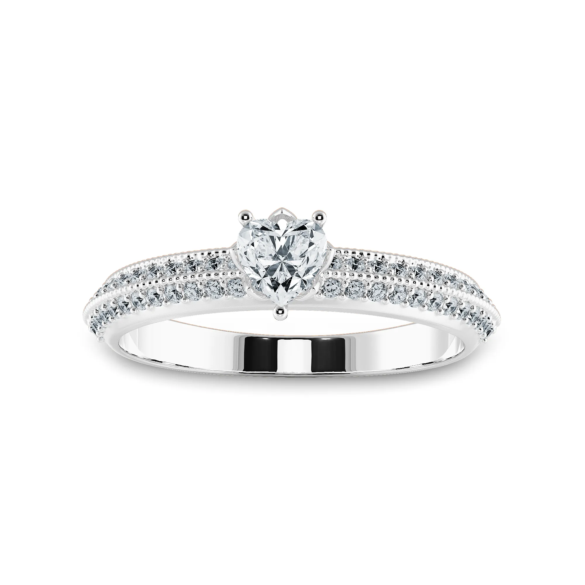 0.50cts Heart Cut Solitaire Diamond Split Shank Platinum Ring JL PT 1189-A