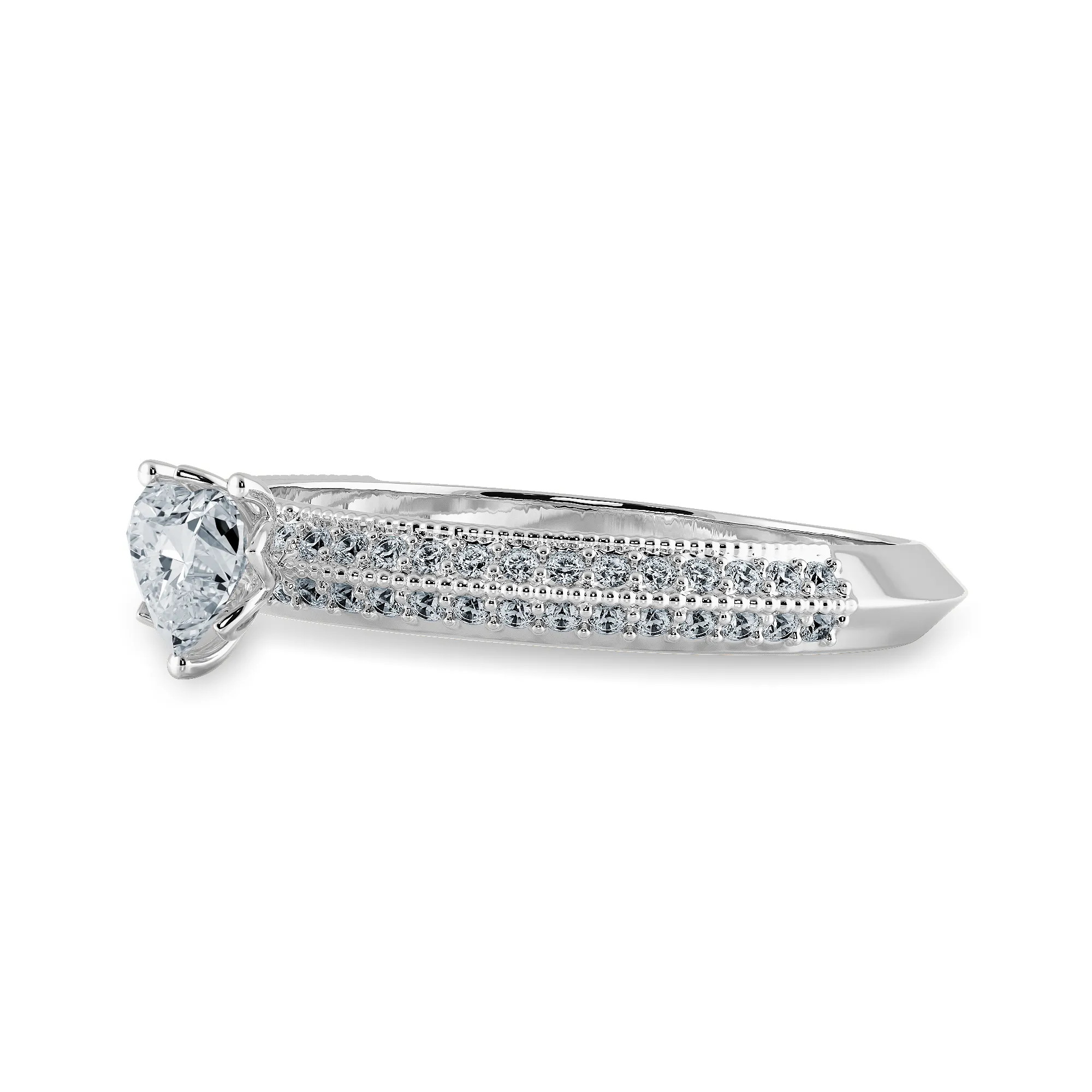 0.50cts Heart Cut Solitaire Diamond Split Shank Platinum Ring JL PT 1189-A