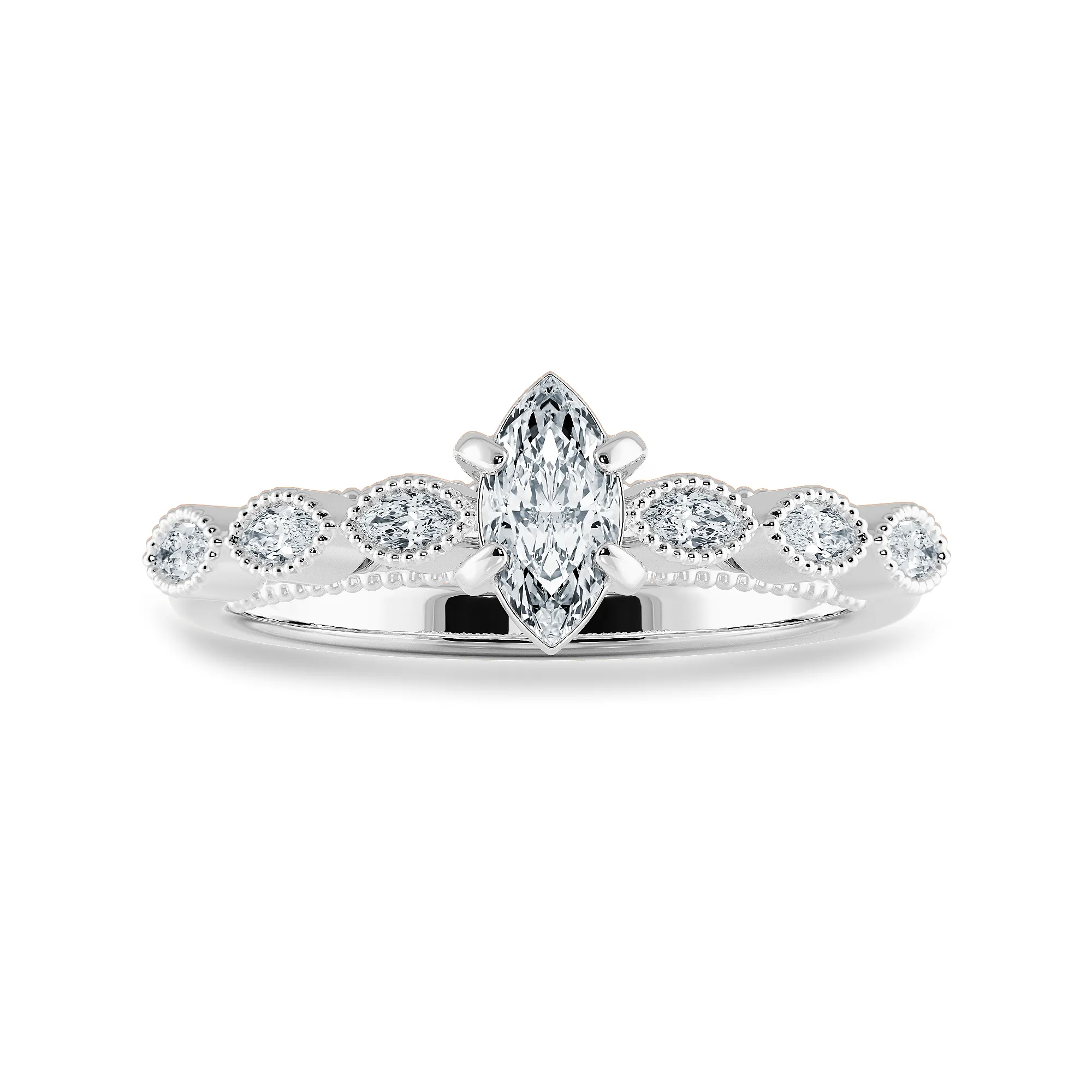 0.50cts Marquise Cut Solitaire Diamond Accents Platinum Ring JL PT 2019-A