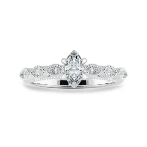 0.50cts Marquise Cut Solitaire Diamond Accents Platinum Ring JL PT 2019-A